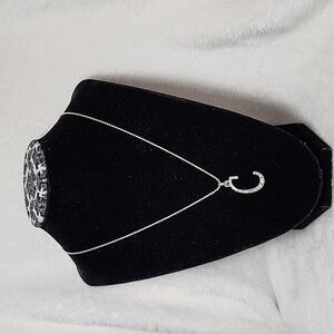 Silver Rhinestone C Initial On Beaded Chain